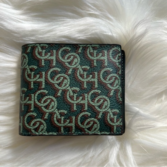 Coach Green Signature Mens Billfold Wallet - Picture 2 of 5